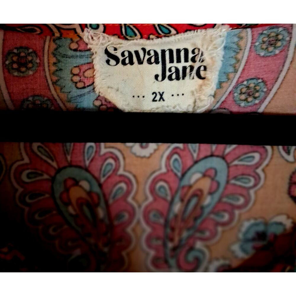 Savanna Jane Bohemian-Style Peasant Blouse Size: 2X Plus Size - Picture 4 of 5